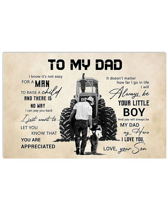 Farmer To My Dad Horizontal Canvas And Poster | Wall Decor Visual Art