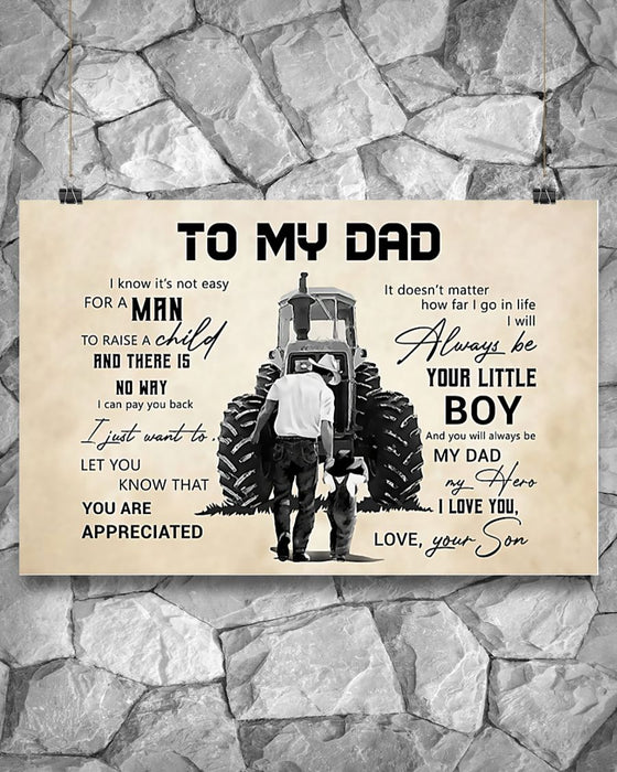 Farmer To My Dad Horizontal Canvas And Poster | Wall Decor Visual Art