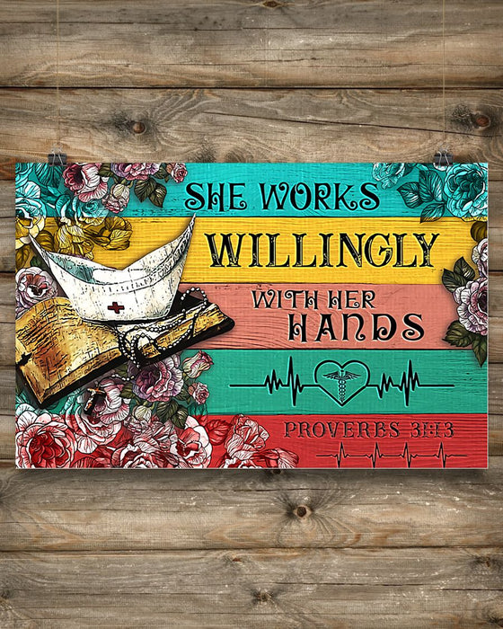 Nurse She Works Willingly With Her Hands Horizontal Canvas And Poster | Wall Decor Visual Art