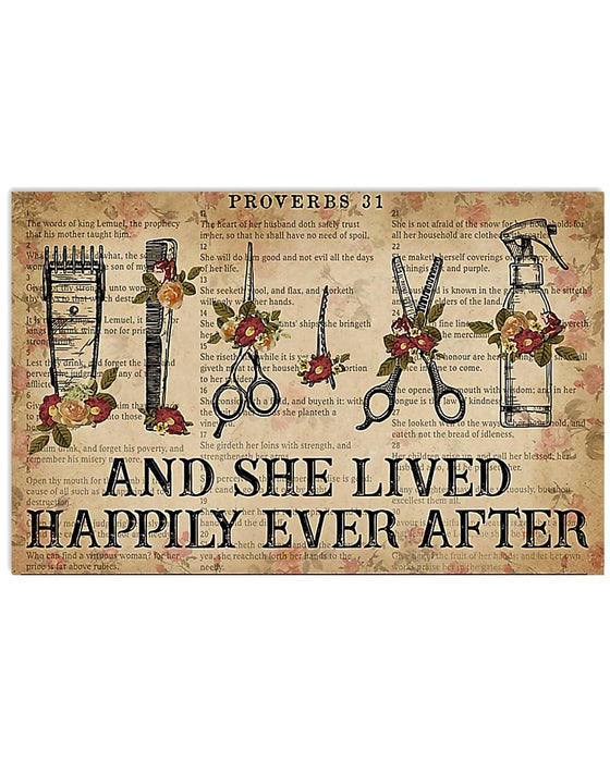 Hairstylist She Lived Happily Ever After Horizontal Canvas And Poster | Wall Decor Visual Art