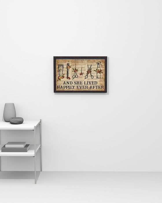 Hairstylist She Lived Happily Ever After Horizontal Canvas And Poster | Wall Decor Visual Art