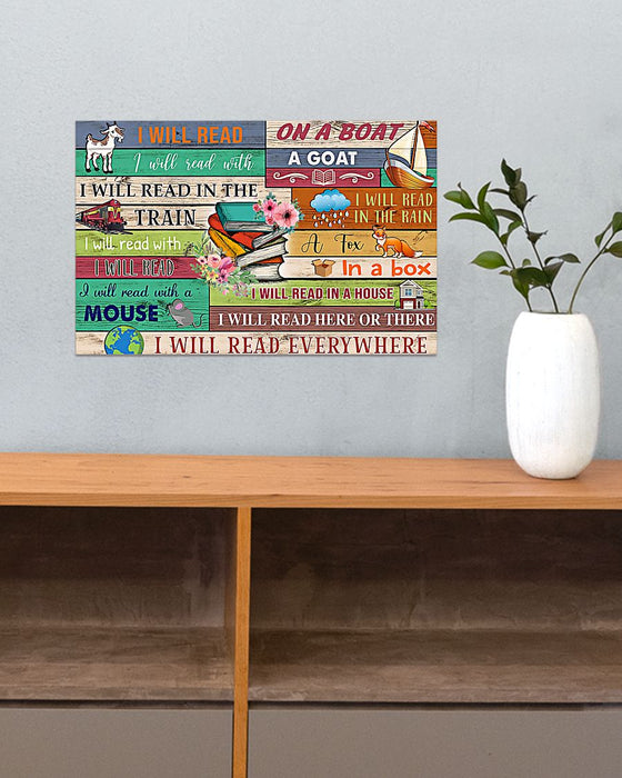 Book Lovers I Will Read Everywhere Horizontal Canvas And Poster | Wall Decor Visual Art