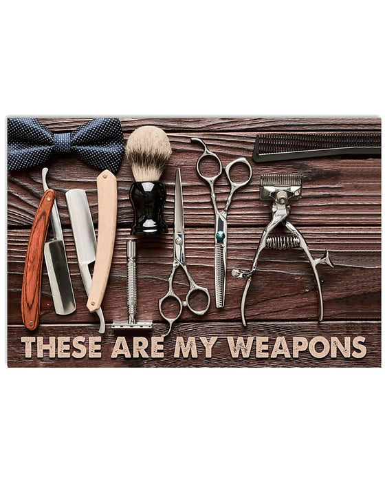 Hairdresser Vintage Weapons Horizontal Canvas And Poster | Wall Decor Visual Art