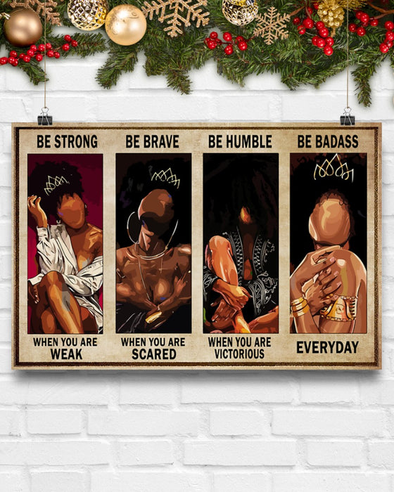 African - Black Art - Be Strong - Be Badass Horizontal Canvas And Poster | Wall Decor Visual Art