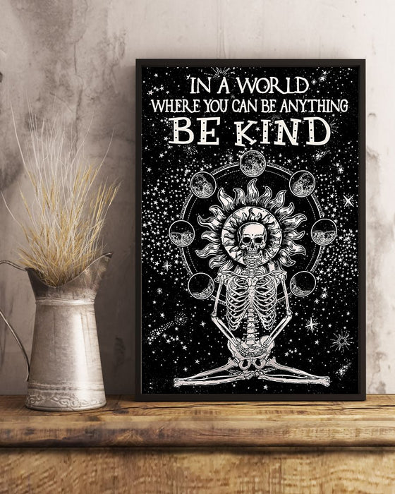 Skull Art - Be Kind In A World Vertical Canvas And Poster | Wall Decor Visual Art