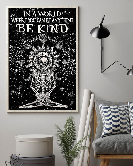Skull Art - Be Kind In A World Vertical Canvas And Poster | Wall Decor Visual Art
