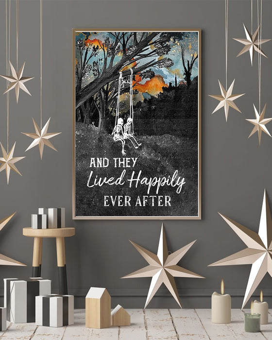 Skull Art - And They Lived Happily Vertical Canvas And Poster | Wall Decor Visual Art