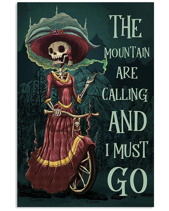 Skull Art - The Mountains Are Calling Vertical Canvas And Poster | Wall Decor Visual Art