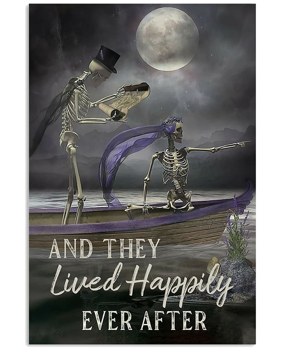 Skull Art - And They Lived Happily Vertical Canvas And Poster | Wall Decor Visual Art