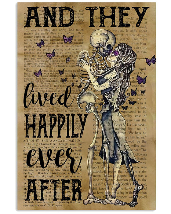 Skull Art - And They Lived Happily Vertical Canvas And Poster | Wall Decor Visual Art