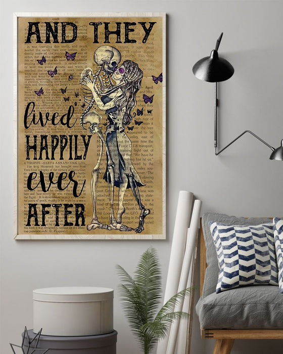 Skull Art - And They Lived Happily Vertical Canvas And Poster | Wall Decor Visual Art