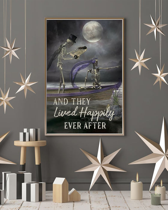 Skull Art - And They Lived Happily Vertical Canvas And Poster | Wall Decor Visual Art