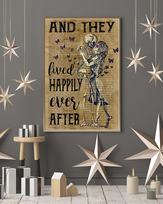 Skull Art - And They Lived Happily Vertical Canvas And Poster | Wall Decor Visual Art