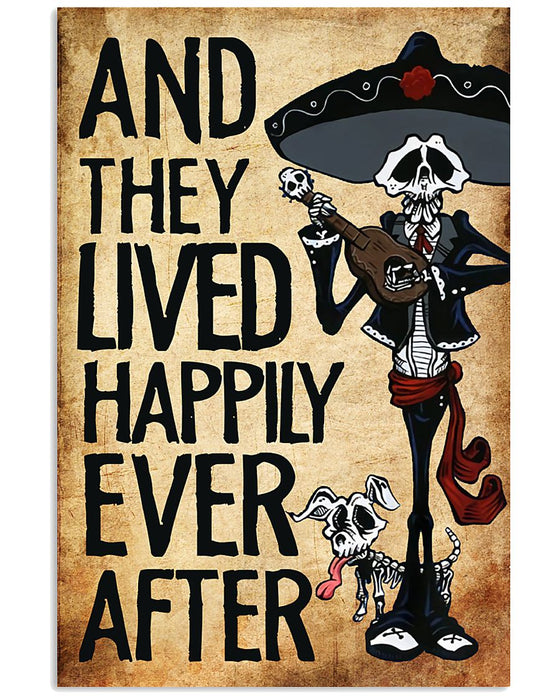 Skull Art - And They Lived Happily Vertical Canvas And Poster | Wall Decor Visual Art