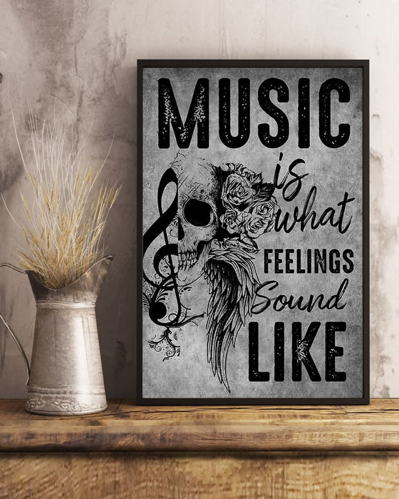 Skull Art - Music Is What Feelings Vertical Canvas And Poster | Wall Decor Visual Art