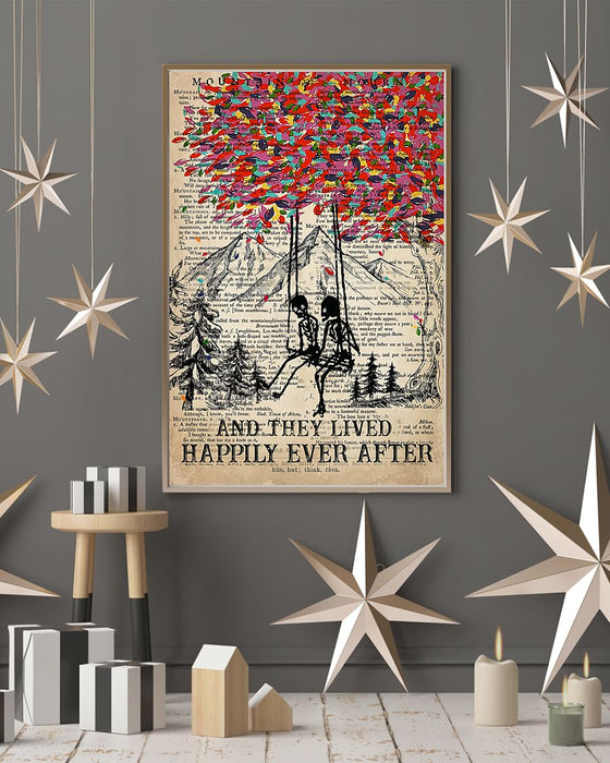 Skull Art - And They Lived Happily Vertical Canvas And Poster | Wall Decor Visual Art