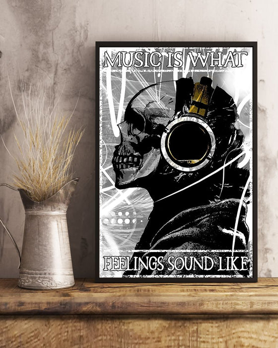 Skull Art - Music Is What Feeling Sound Like Vertical Canvas And Poster | Wall Decor Visual Art