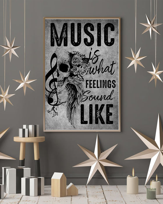 Skull Art - Music Is What Feelings Vertical Canvas And Poster | Wall Decor Visual Art