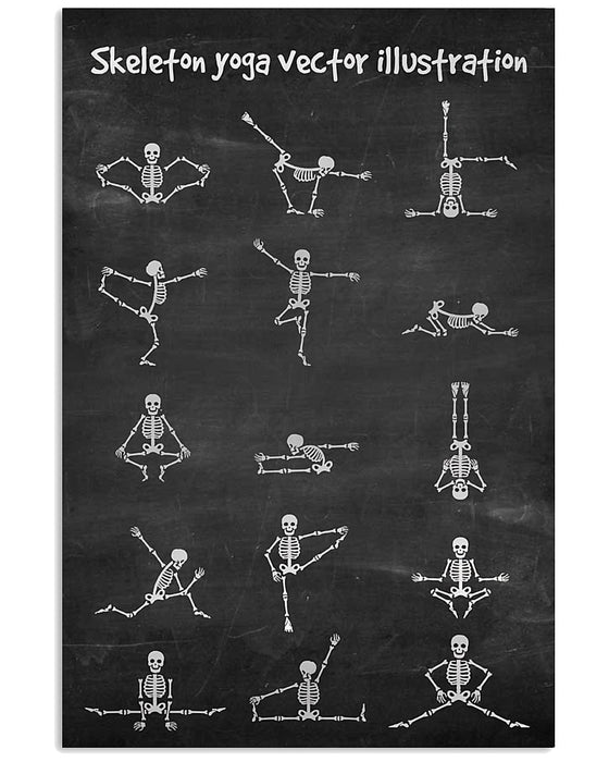 Skull Art - Skull Love Yoga Vertical Canvas And Poster | Wall Decor Visual Art
