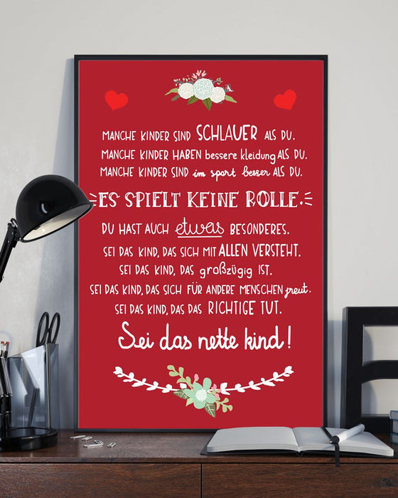 Sei Das Nette Kind Vertical Canvas And Poster | Wall Decor Visual Art