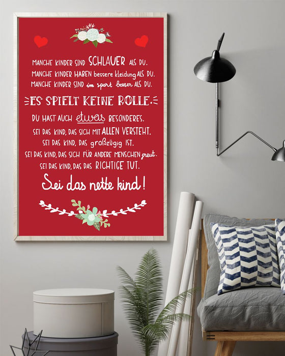 Sei Das Nette Kind Vertical Canvas And Poster | Wall Decor Visual Art