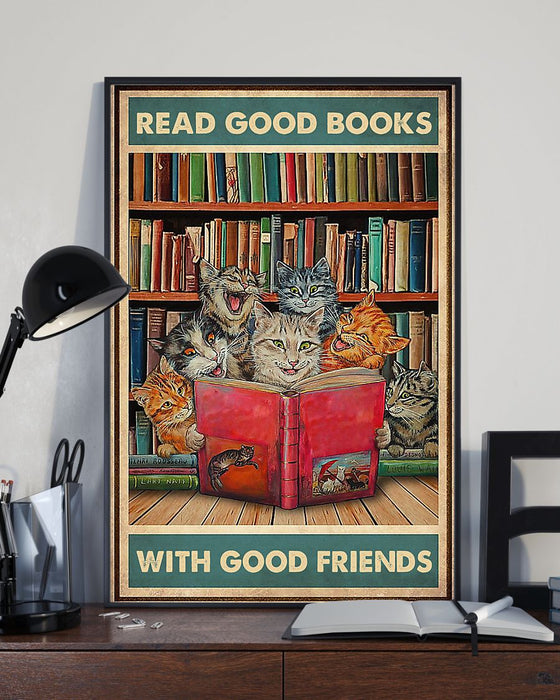 Librarian Read Good Books With Good Friends Vertical Canvas And Poster | Wall Decor Visual Art