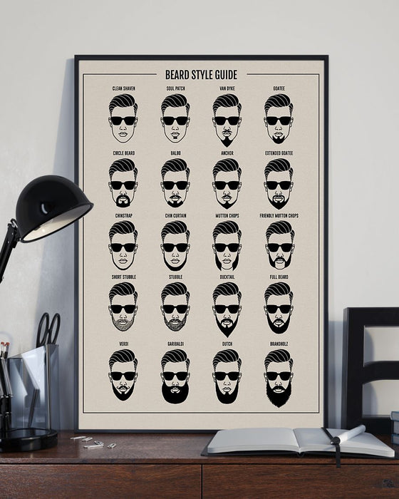 Beard Style Guide Hairdresse Vertical Canvas And Poster | Wall Decor Visual Art
