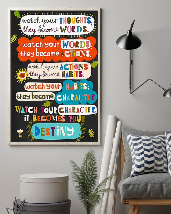 Teacher Watch Your Thoughts Vertical Canvas And Poster | Wall Decor Visual Art