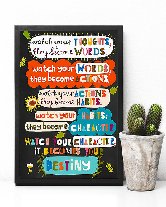 Teacher Watch Your Thoughts Vertical Canvas And Poster | Wall Decor Visual Art