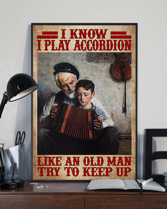 Accordion Try To Keep Up Vertical Canvas And Poster | Wall Decor Visual Art