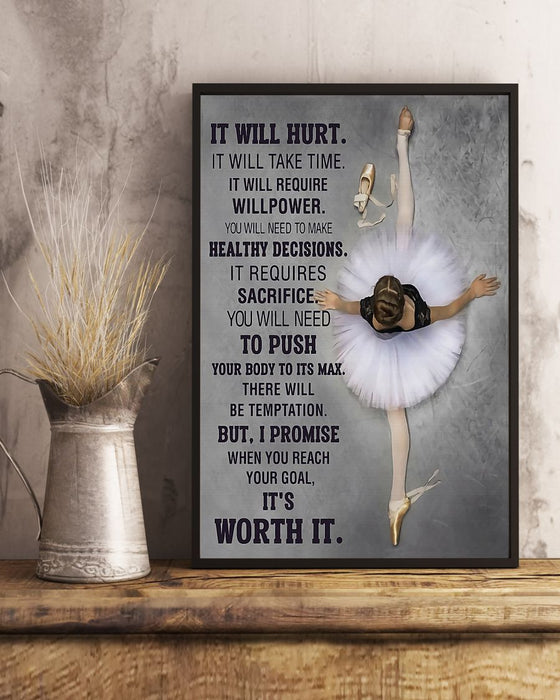 Ballet It's Worth It Vertical Canvas And Poster | Wall Decor Visual Art
