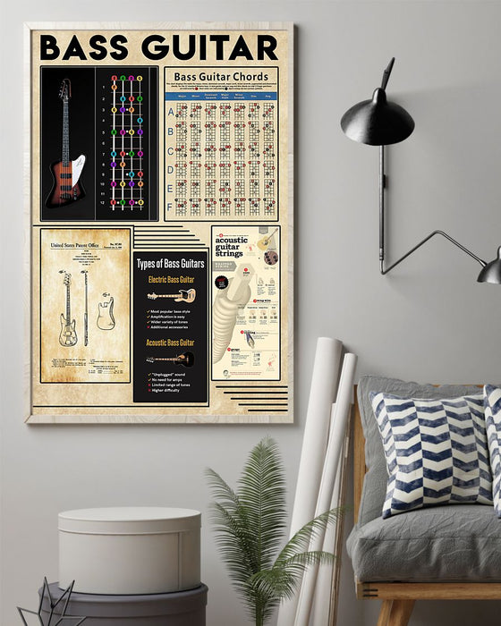 Bass Guitar Knowledge Vertical Canvas And Poster | Wall Decor Visual Art