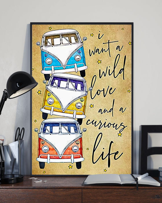 I Want A Wild Love Camper Van Camping Vertical Canvas And Poster | Wall Decor Visual Art