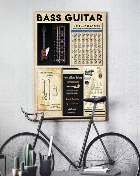Bass Guitar Knowledge Vertical Canvas And Poster | Wall Decor Visual Art