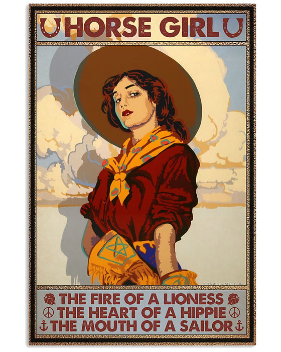 Horse Girl The Fire Of A Lioness Vertical Canvas And Poster | Wall Decor Visual Art