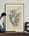 Vintage Floral Human Heart Cardiologist Vertical Canvas And Poster | Wall Decor Visual Art