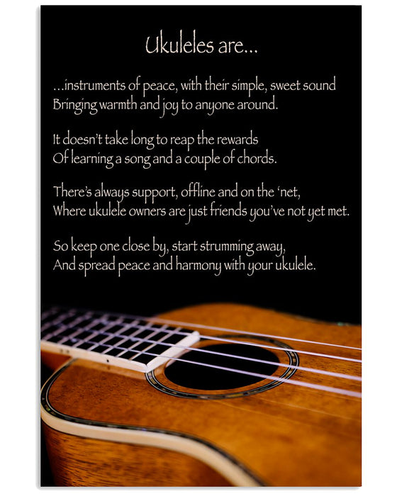 Ukulele Inspirational Poem Vertical Canvas And Poster | Wall Decor Visual Art