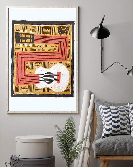 Guitar Bird Vertical Canvas And Poster | Wall Decor Visual Art