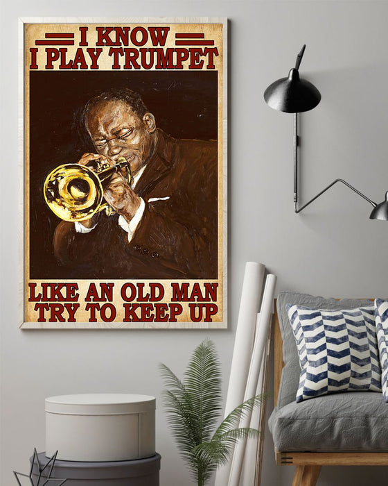 Trumpet Try To Keep Up Vertical Canvas And Poster | Wall Decor Visual Art
