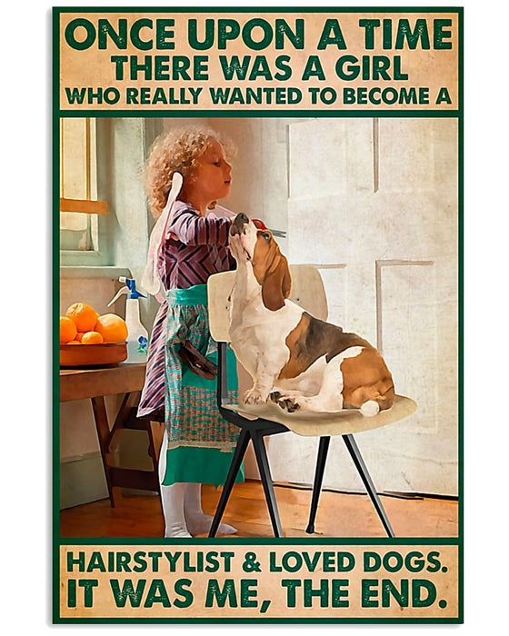 Girl Wanted To Become Hairstylist And Loved Dog Vertical Canvas And Poster | Wall Decor Visual Art