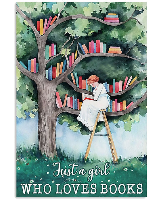 Just A Girl Who Loves Books Vertical Canvas And Poster | Wall Decor Visual Art