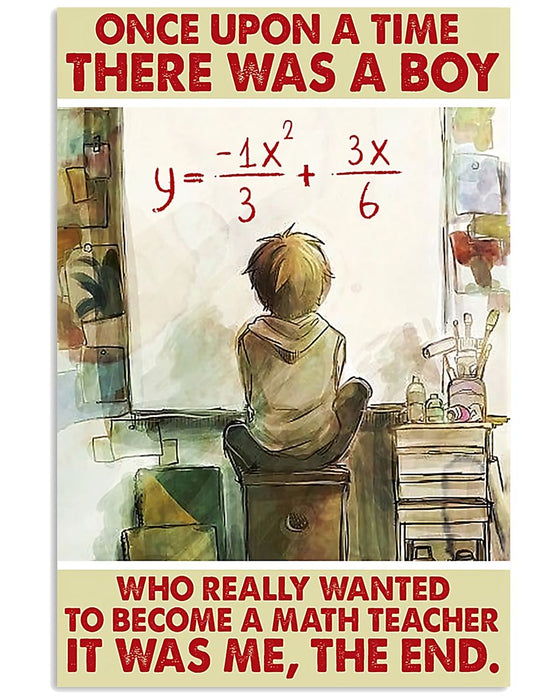 A Boy Wanted To Become Math Teacher Vertical Canvas And Poster | Wall Decor Visual Art