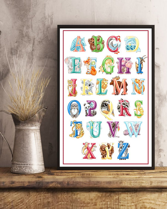 Teacher Animal Alphabet Vertical Canvas And Poster | Wall Decor Visual Art