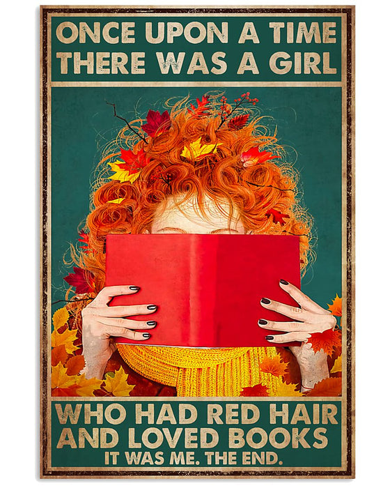 Redhead A Girl Who Had Red Hair And Loved Books Vertical Canvas And Poster | Wall Decor Visual Art