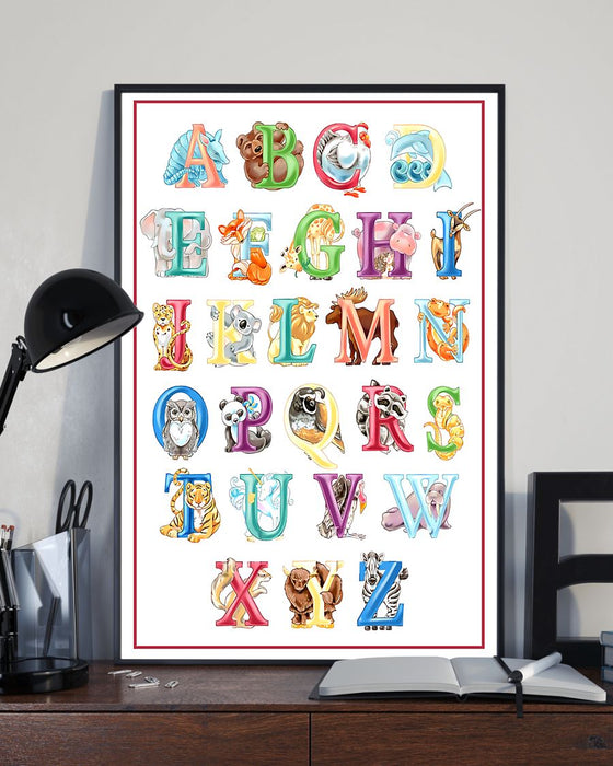 Teacher Animal Alphabet Vertical Canvas And Poster | Wall Decor Visual Art