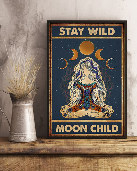 Yoga Stay Wild Moon Child Vertical Canvas And Poster | Wall Decor Visual Art