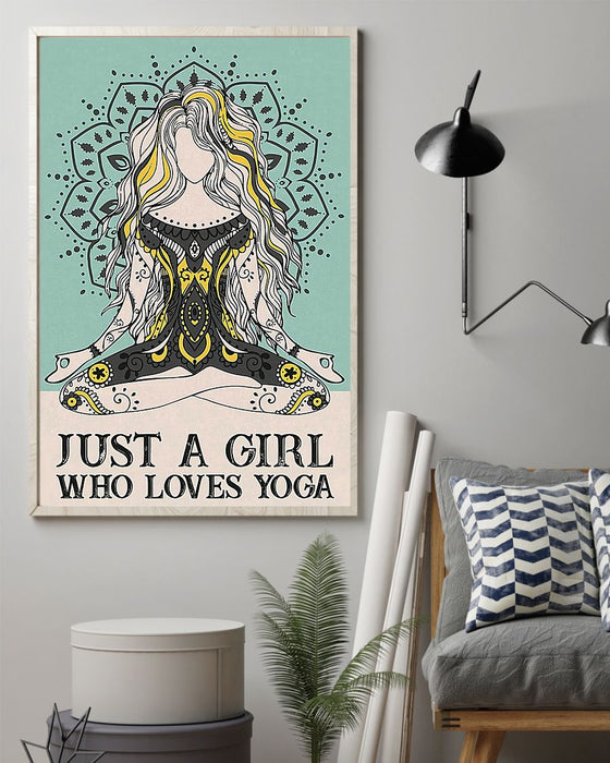 Yoga - Just A Girl Who Loves Yoga Vertical Canvas And Poster | Wall Decor Visual Art