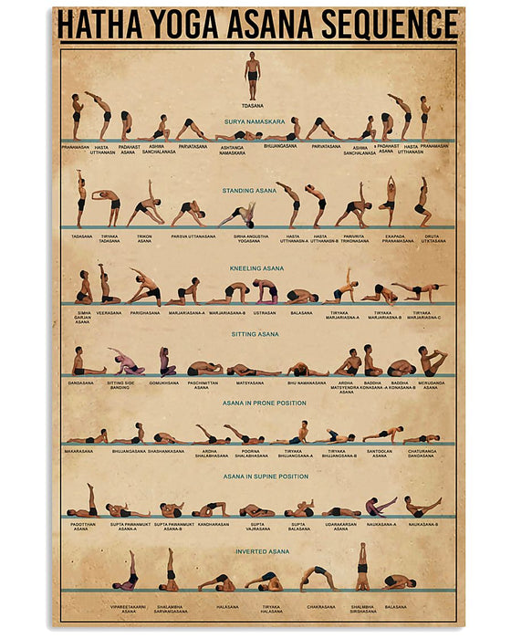 Hatha Yoga Asana Sequence Vertical Canvas And Poster | Wall Decor Visual Art
