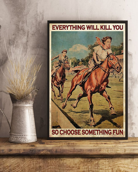 Horse Girl Choose Something Fun Vertical Canvas And Poster | Wall Decor Visual Art