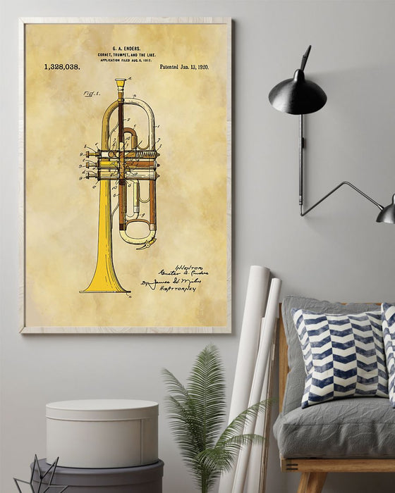 Trumpet Old Trumpet Vertical Canvas And Poster | Wall Decor Visual Art